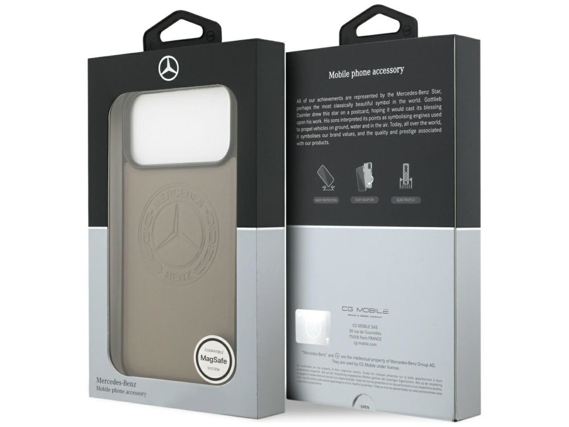 Mercedes Leather Vintage Logo MagSafe Case for iPhone 17 Pro Max - Beige