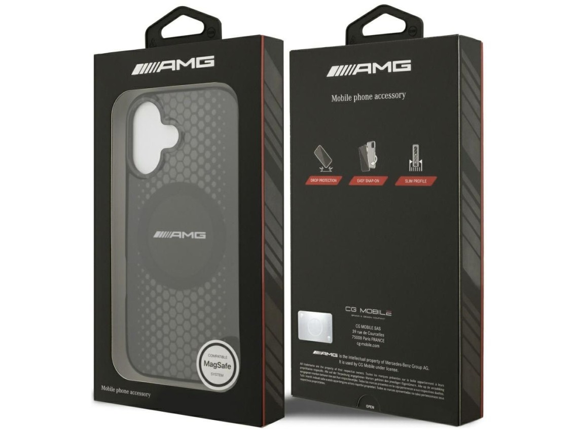 Funda AMG de doble capa transparente con gráficos MagSafe para iPhone 17 - negra