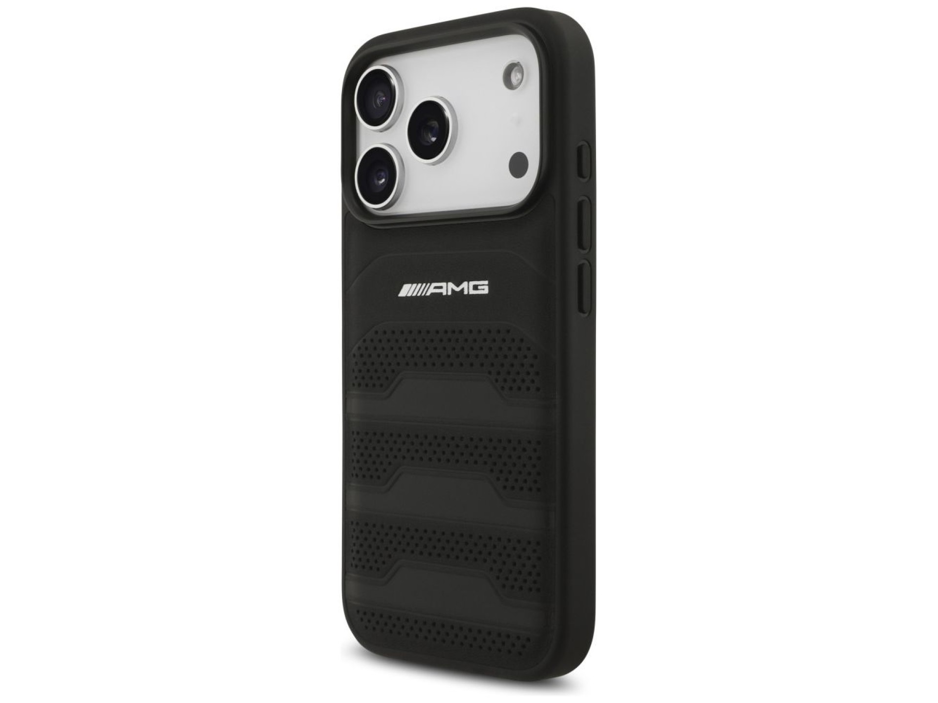 AMG Leather Debossed Lines Logo Case for iPhone 17 Pro - Black