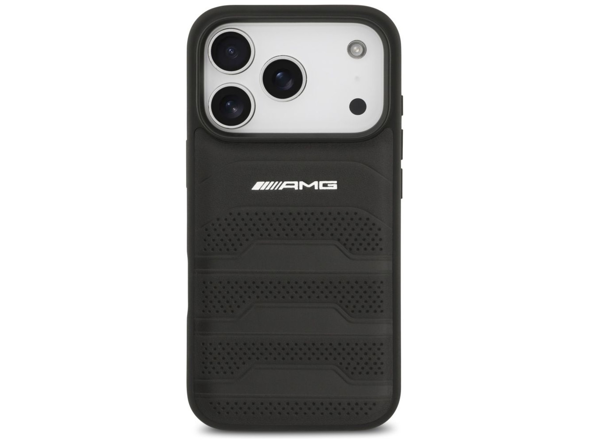 AMG Leather Debossed Lines Logo Case for iPhone 17 Pro - Black
