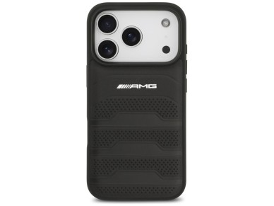 AMG Leather Debossed Lines Logo Case for iPhone 17 Pro - Black AMG Leather Debossed Lines Logo Case for iPhone 17 Pro - Black