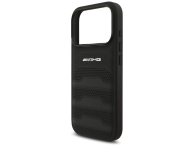 AMG Leather Debossed Lines Logo Case for iPhone 17 Pro - Black AMG Leather Debossed Lines Logo Case for iPhone 17 Pro - Black