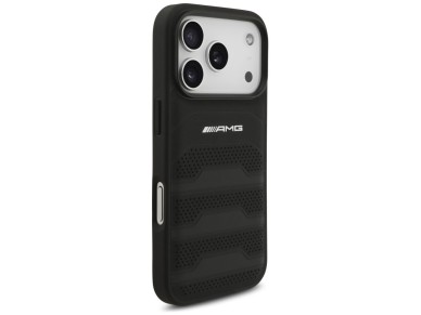 AMG Leather Debossed Lines Logo Case for iPhone 17 Pro - Black AMG Leather Debossed Lines Logo Case for iPhone 17 Pro - Black