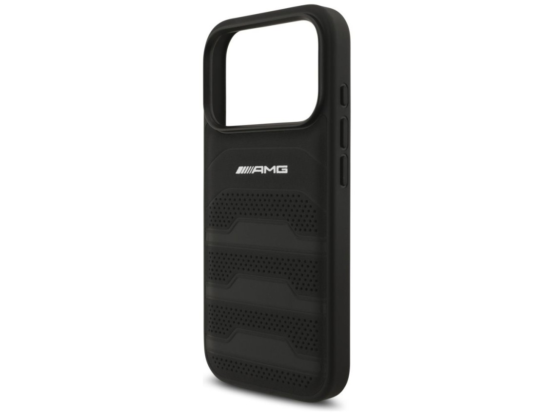 Capa AMG em couro com logotipo em relevo para iPhone 17 Pro - Preta