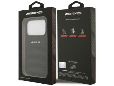 AMG Leather Debossed Lines Logo Case for iPhone 17 Pro - Black AMG Leather Debossed Lines Logo Case for iPhone 17 Pro - Black