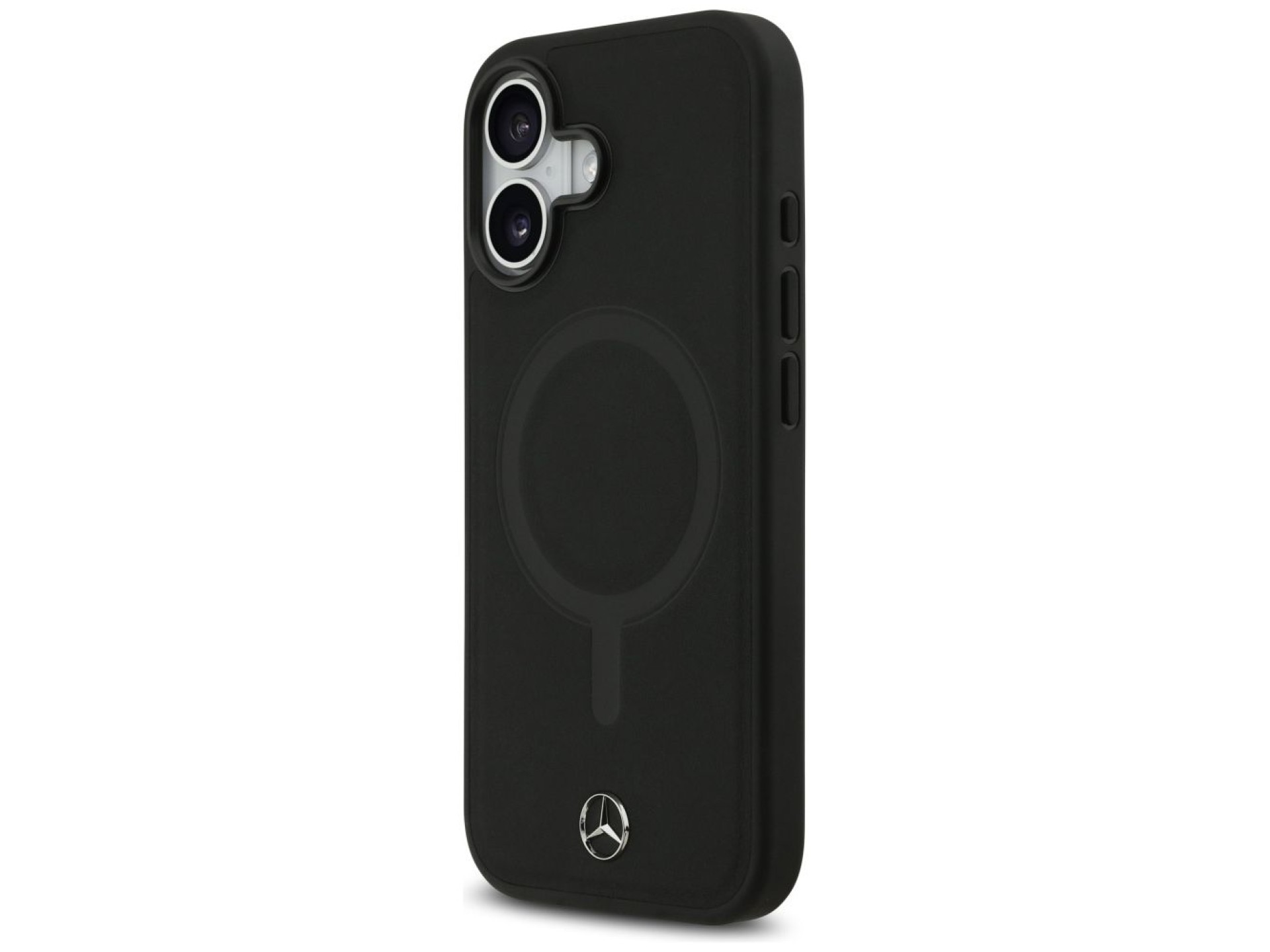 Capa MagSafe Mercedes em couro liso para iPhone 17 - preta