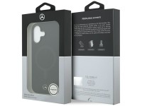 Capa MagSafe Mercedes em couro liso para iPhone 17 - preta Capa MagSafe Mercedes em couro liso para iPhone 17 - preta