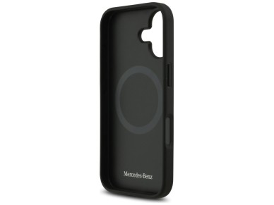 Capa MagSafe Mercedes em couro liso para iPhone 17 - preta Capa MagSafe Mercedes em couro liso para iPhone 17 - preta