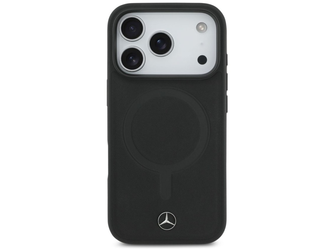 Mercedes Plain Smooth Leather MagSafe Case for iPhone 17 Pro - Black