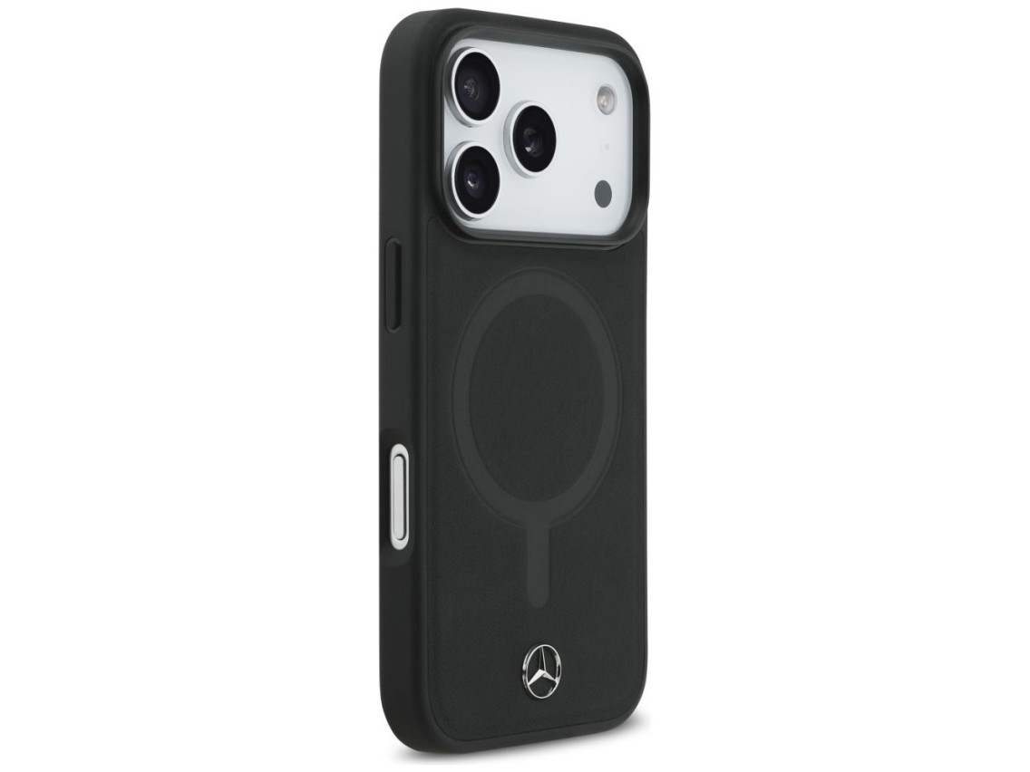 Mercedes Plain Smooth Leather MagSafe Case for iPhone 17 Pro - Black