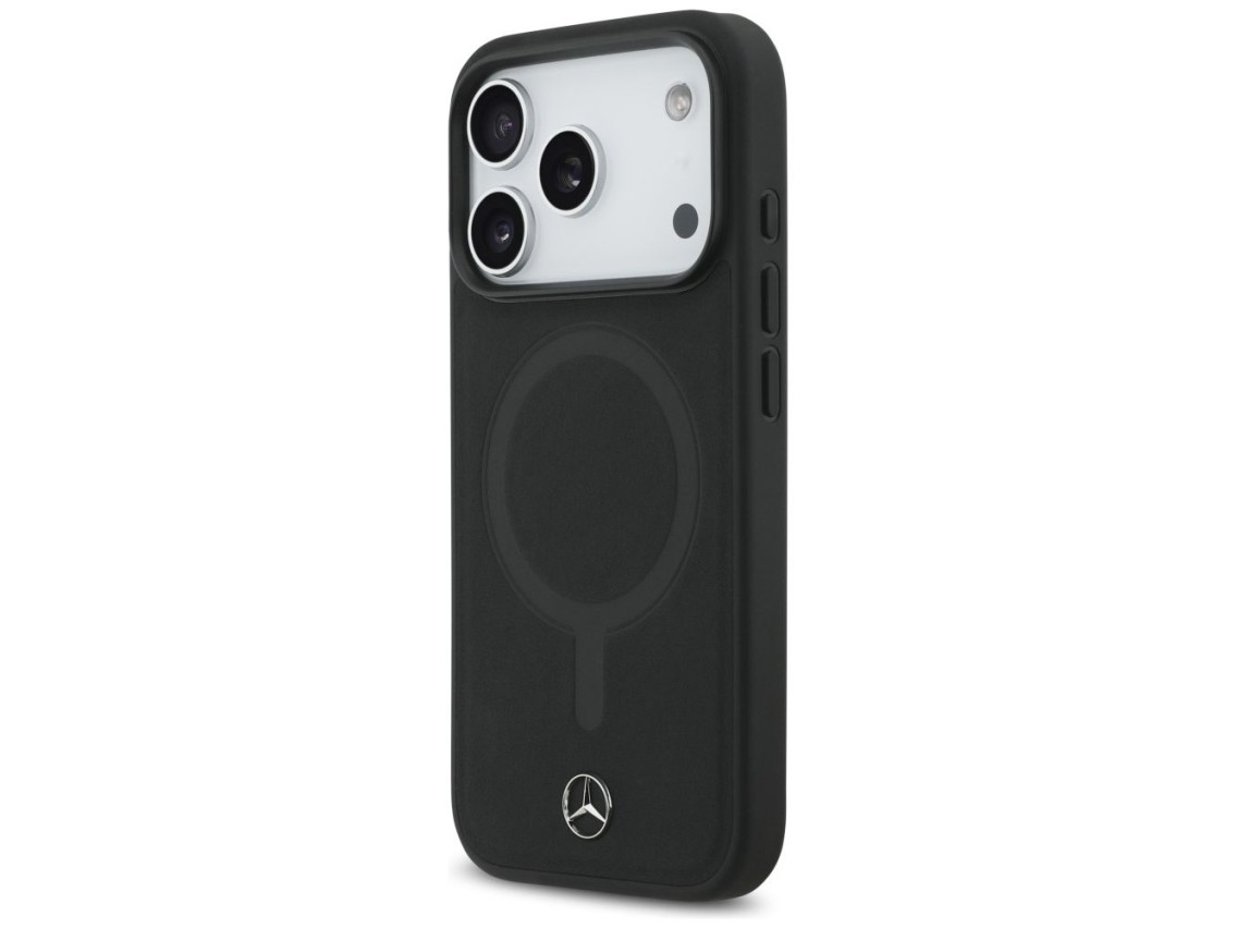 Mercedes Plain Smooth Leather MagSafe Case for iPhone 17 Pro - Black