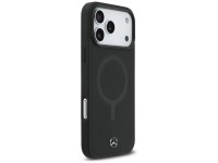 Capa MagSafe Mercedes em couro liso para iPhone 17 Pro Max - Preta Capa MagSafe Mercedes em couro liso para iPhone 17 Pro Max - Preta