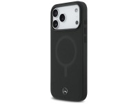 Capa MagSafe Mercedes em couro liso para iPhone 17 Pro Max - Preta Capa MagSafe Mercedes em couro liso para iPhone 17 Pro Max - Preta