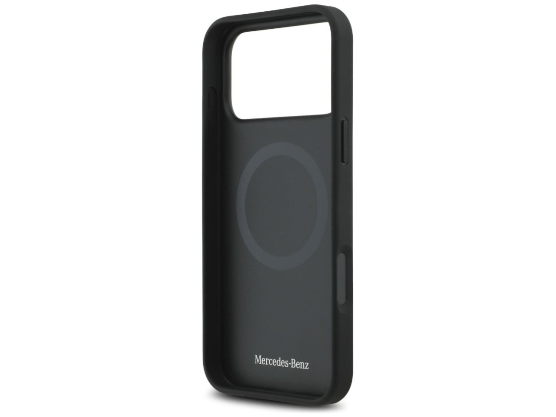 Capa MagSafe Mercedes em couro liso para iPhone 17 Pro Max - Preta