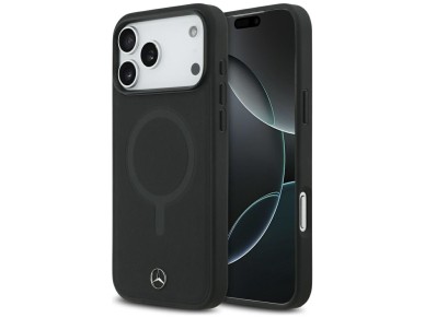 Mercedes Plain Smooth Leather MagSafe Case for iPhone 17 Pro Max - Black Mercedes Plain Smooth Leather MagSafe Case for iPhone 17 Pro Max - Black