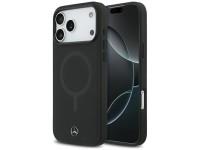 Capa MagSafe Mercedes em couro liso para iPhone 17 Pro Max - Preta Capa MagSafe Mercedes em couro liso para iPhone 17 Pro Max - Preta