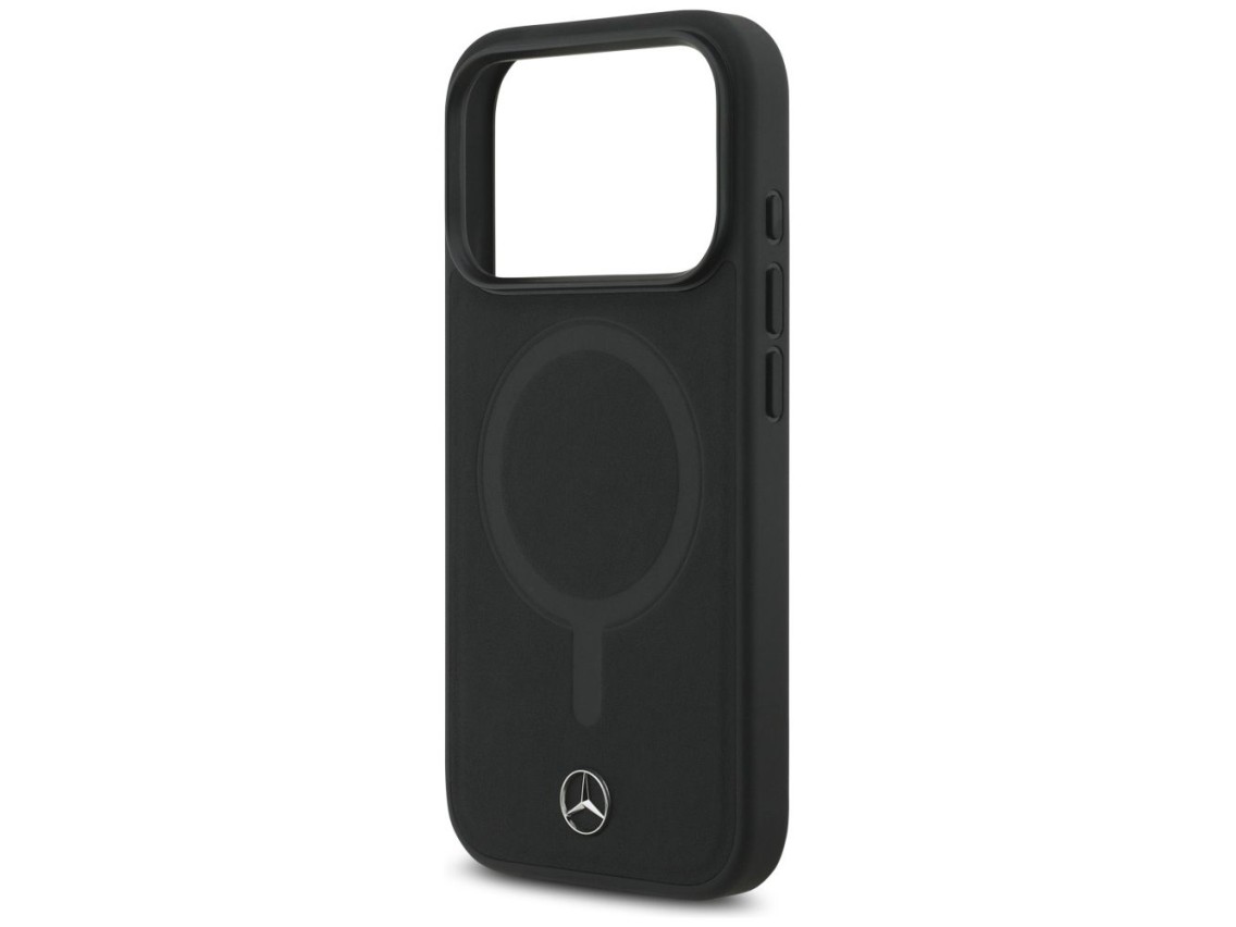 Mercedes Plain Smooth Leather MagSafe Case for iPhone 17 Pro - Black