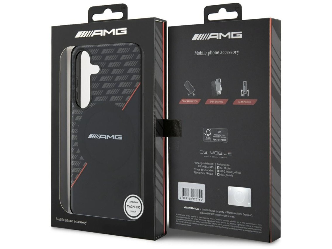 AMG Double Layer Rhombs MagSafe Case for Samsung Galaxy S25+ - Black/Red
