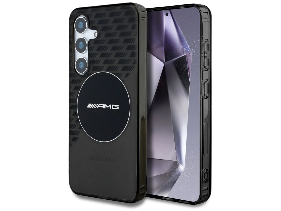 Capa AMG transparente com losangos e MagSafe para Samsung Galaxy S25 - Preta
