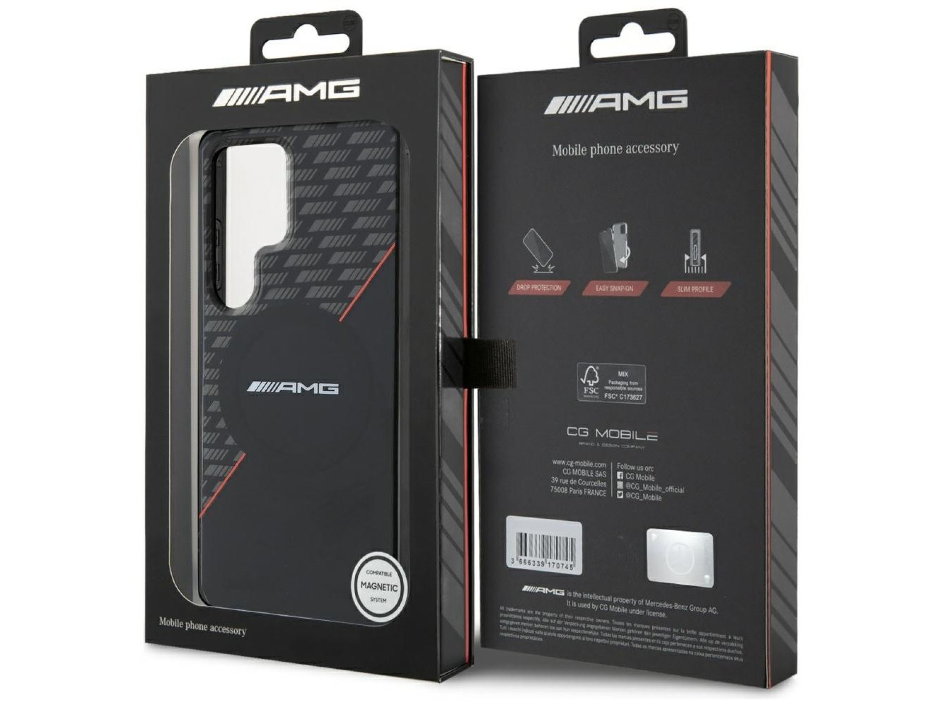 Capa AMG Double Layer Rhombs MagSafe para Samsung Galaxy S25 Ultra - Preto/Vermelho