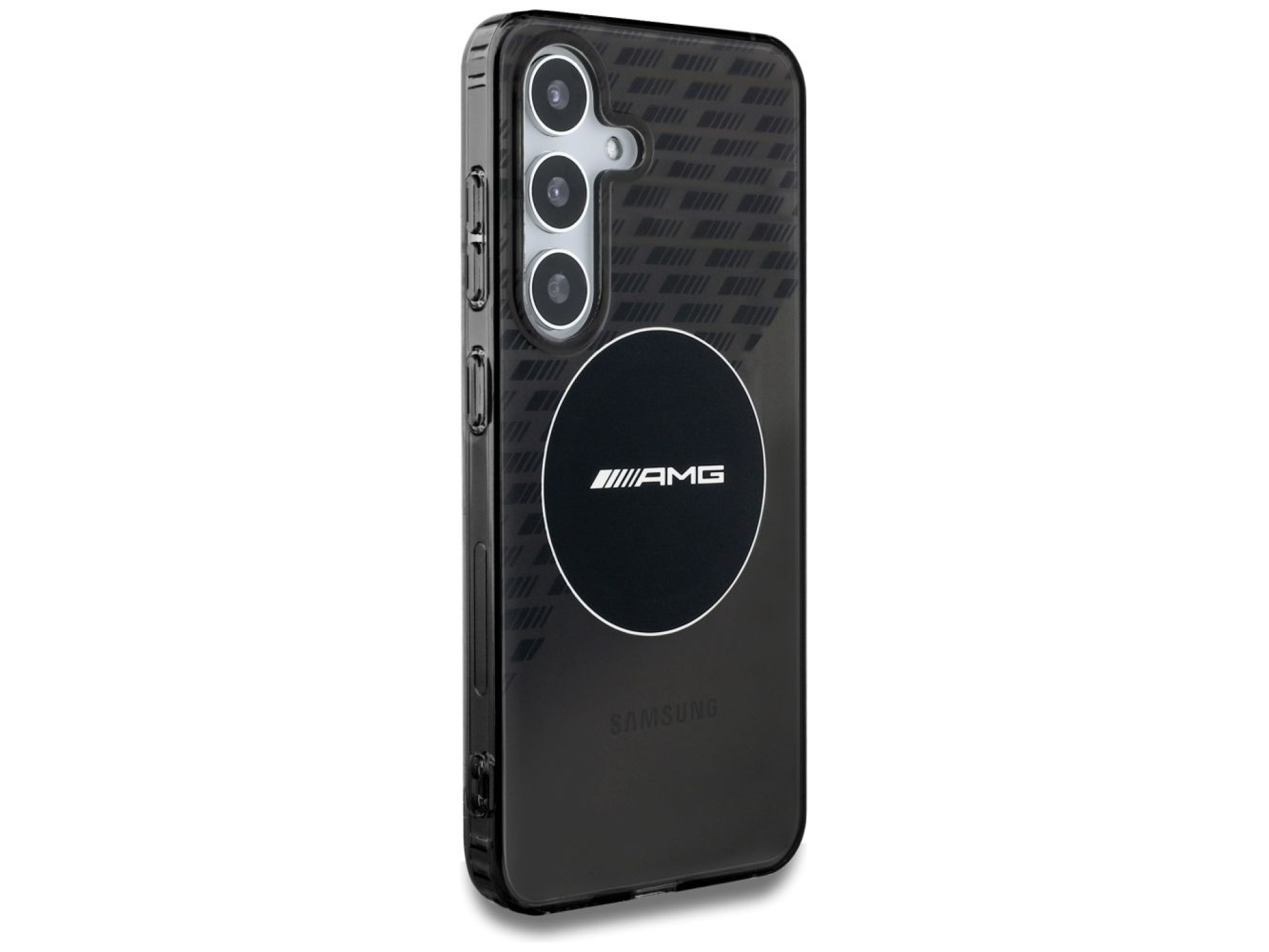 Funda AMG transparente con diseño de rombos y MagSafe para Samsung Galaxy S25 - Negra