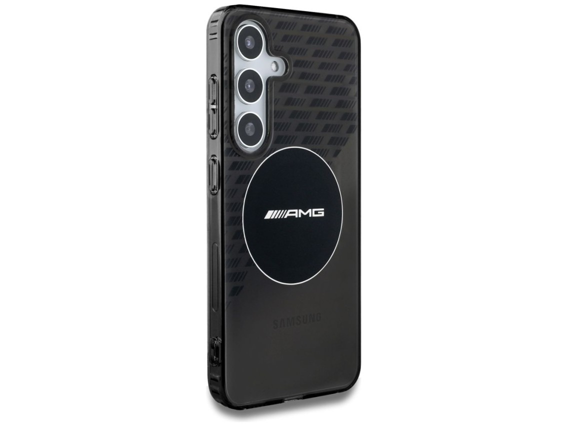 Funda AMG transparente con diseño de rombos y MagSafe para Samsung Galaxy S25 - Negra