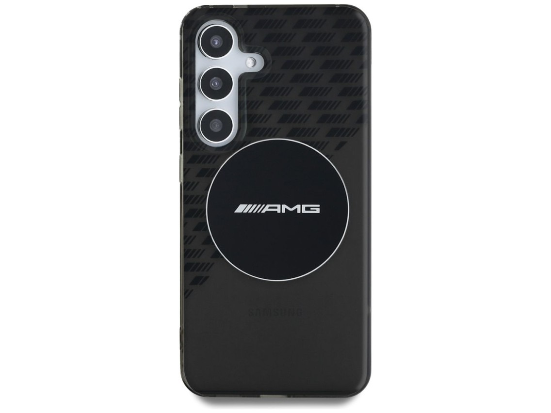 Funda AMG transparente con diseño de rombos y MagSafe para Samsung Galaxy S25 - Negra