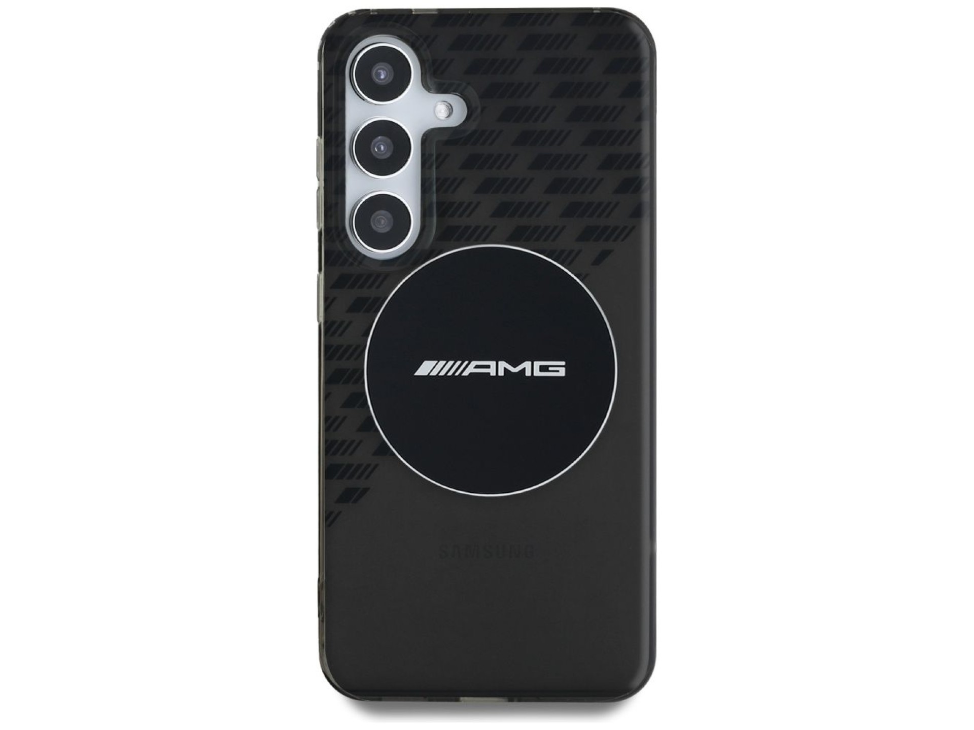 Funda AMG transparente con diseño de rombos y MagSafe para Samsung Galaxy S25 - Negra