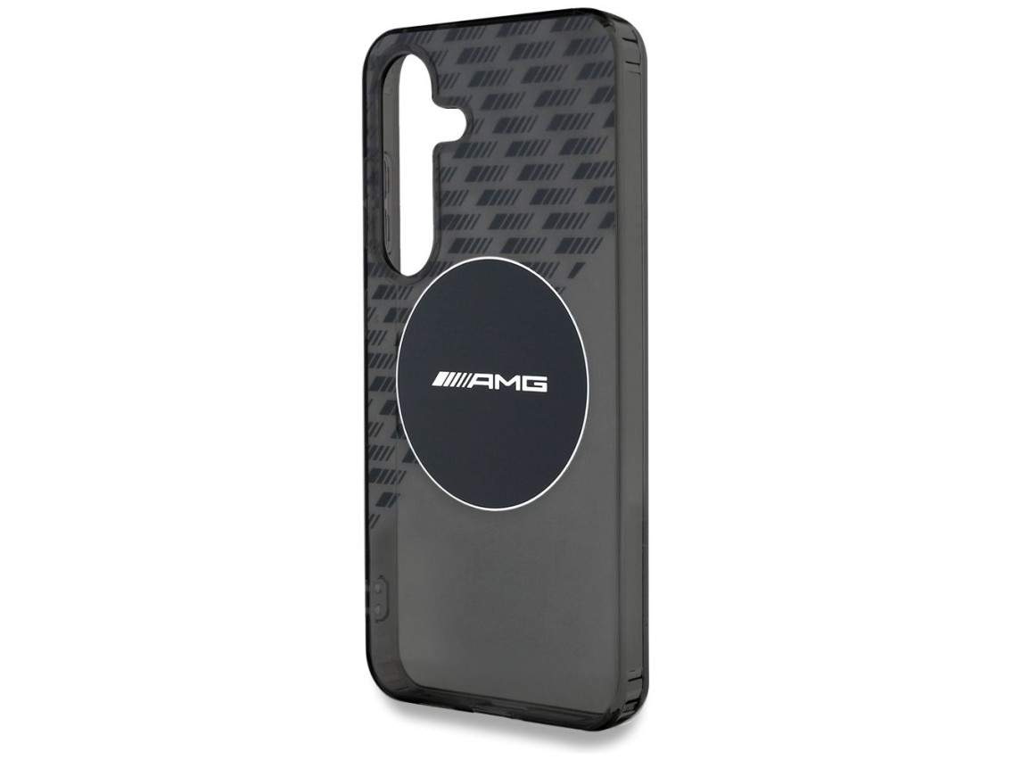 Funda AMG transparente con diseño de rombos y MagSafe para Samsung Galaxy S25 - Negra