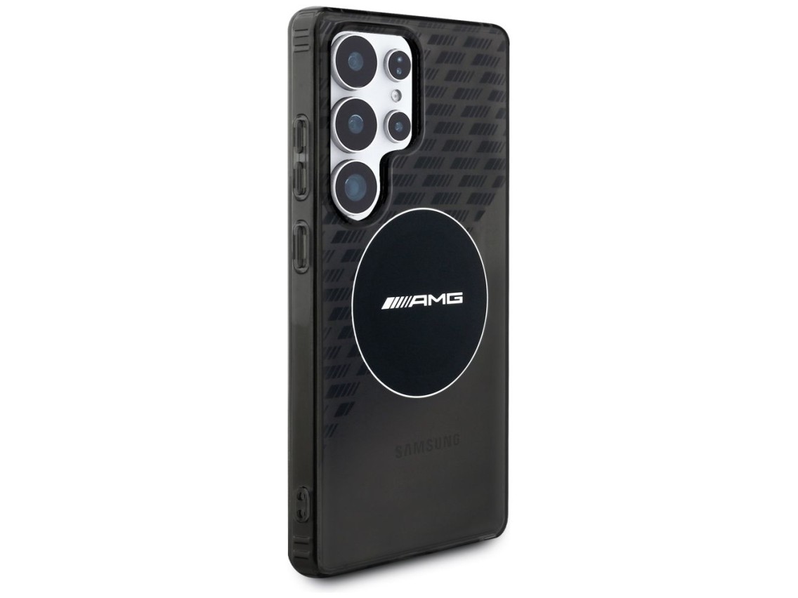 Capa AMG transparente com losangos e MagSafe para Samsung Galaxy S25 Ultra - Preta