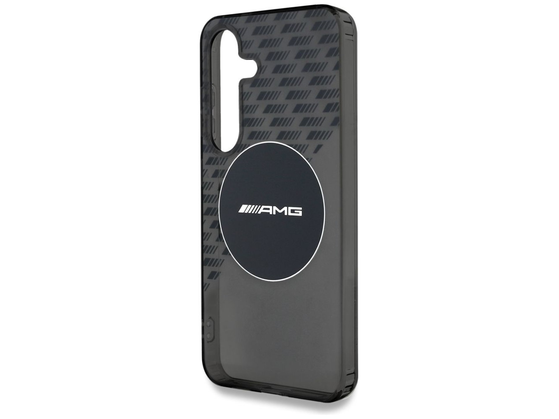Funda AMG transparente con diseño de rombos y MagSafe para Samsung Galaxy S25 - Negra