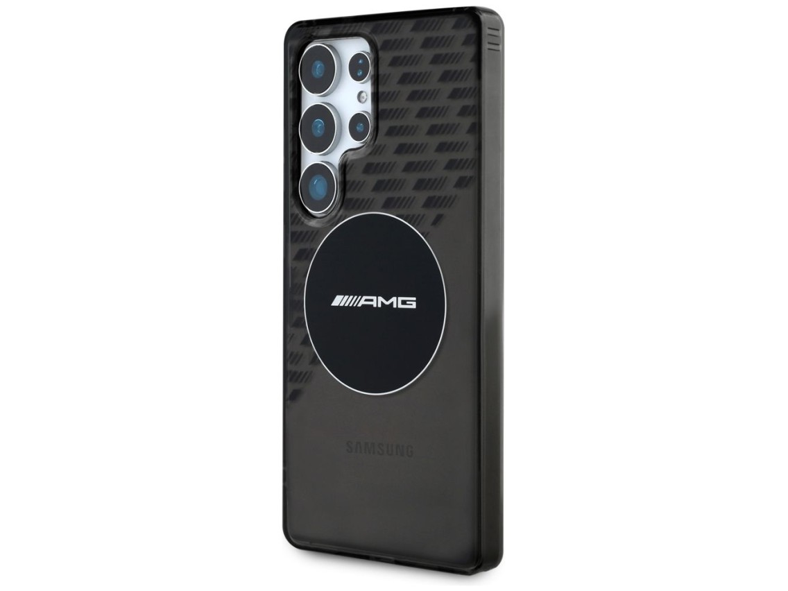 Capa AMG transparente com losangos e MagSafe para Samsung Galaxy S25 Ultra - Preta