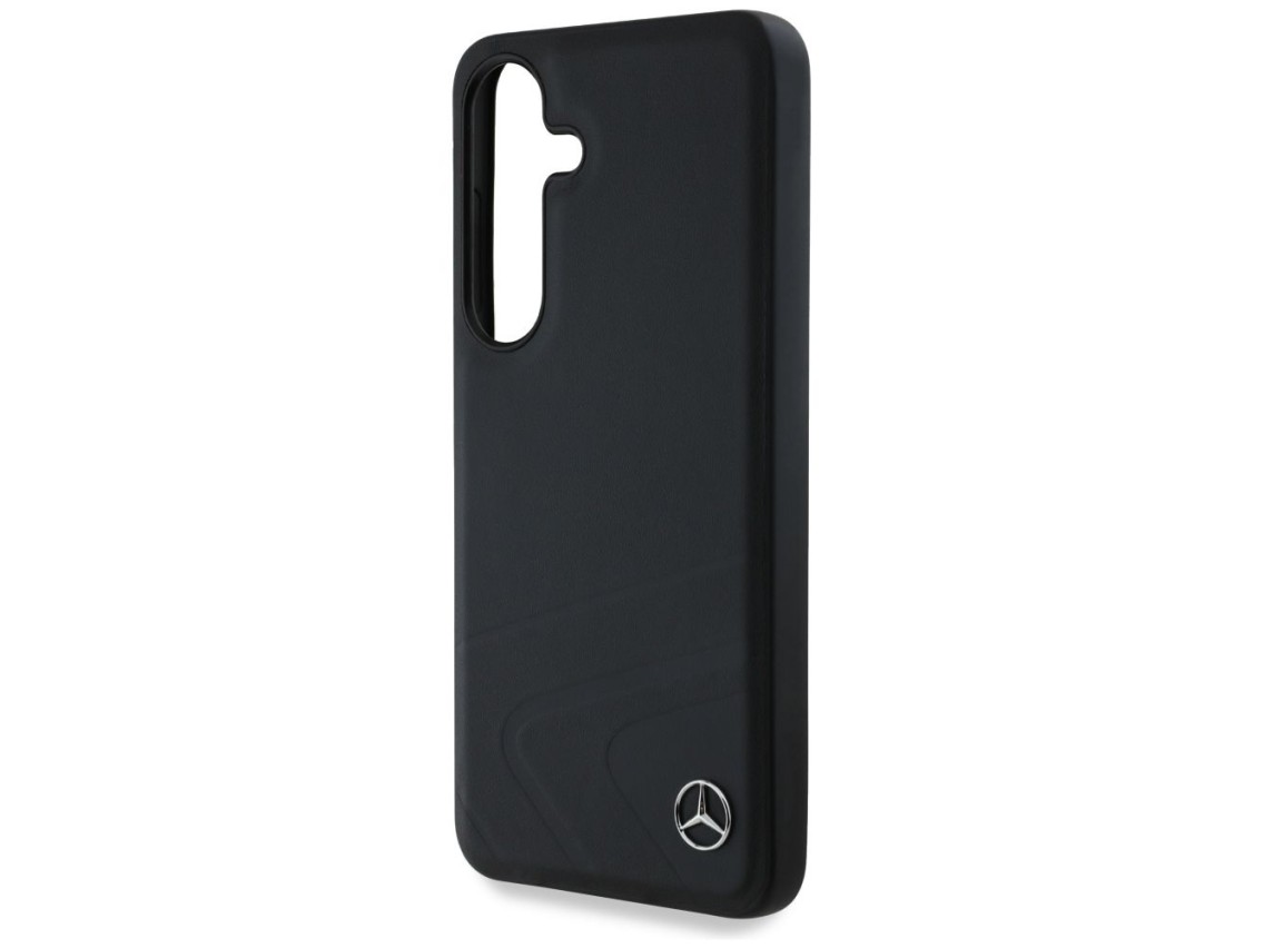 Mercedes Leather Horizontal Debossed Curves MagSafe Case for Samsung Galaxy S25 - Black