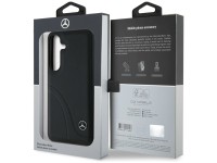 Mercedes Leather Curved Stitches Case for Samsung Galaxy S25 - Black Mercedes Leather Curved Stitches Case for Samsung Galaxy S25 - Black