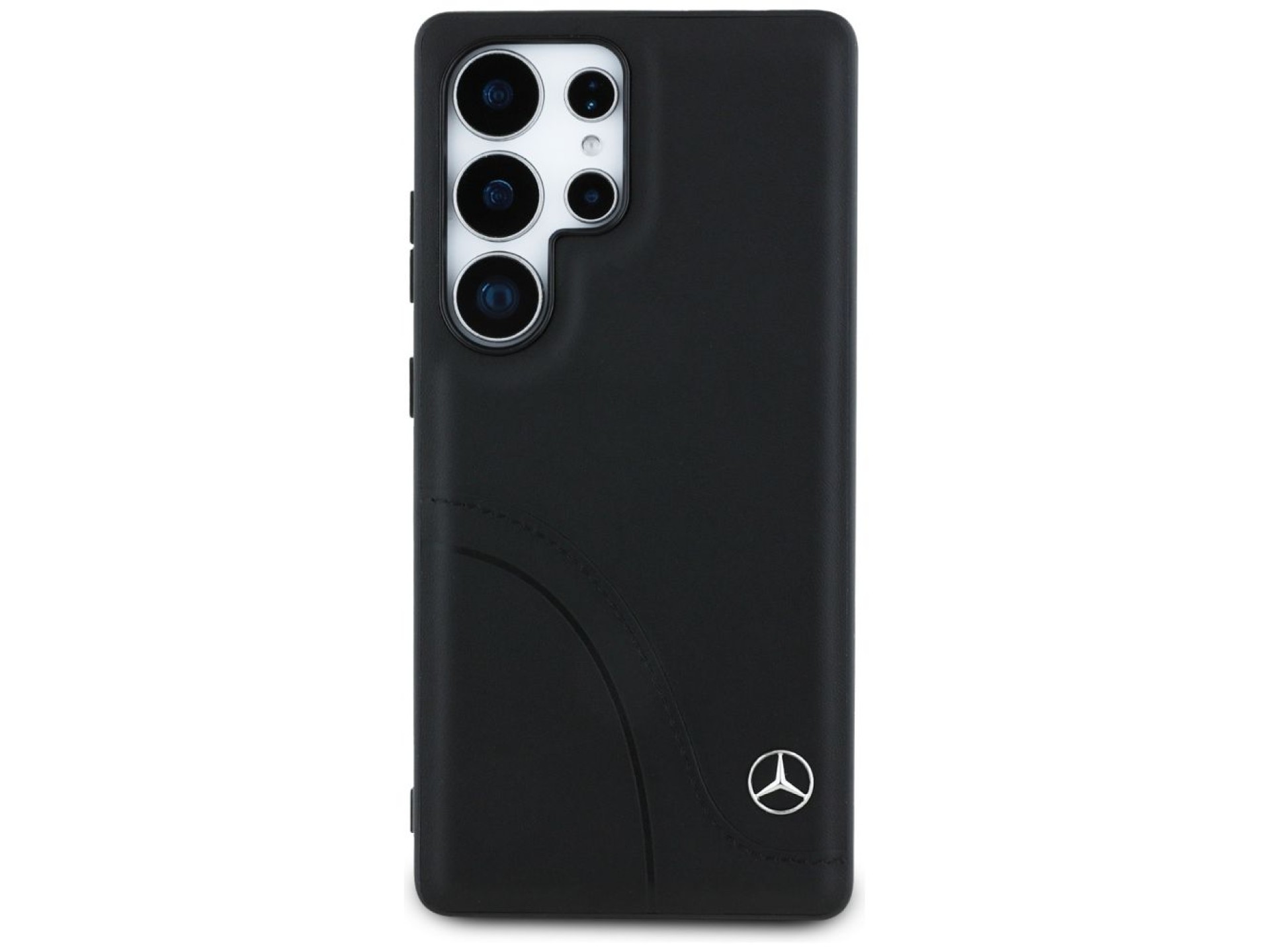 Capa Mercedes em couro com costuras curvas para Samsung Galaxy S25 Ultra - Preta