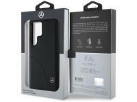 Capa Mercedes em couro com costuras curvas para Samsung Galaxy S25 Ultra - Preta Capa Mercedes em couro com costuras curvas para Samsung Galaxy S25 Ultra - Preta