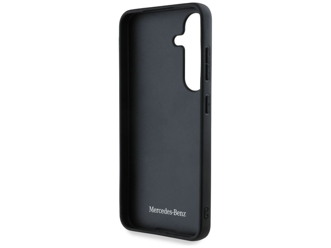 Mercedes Leather Curved Stitches Case for Samsung Galaxy S25 - Black