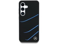 Funda Mercedes de silicona con curvas contrastantes y MagSafe para Samsung Galaxy S25 - Negra