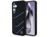 Funda Mercedes de silicona con curvas contrastantes y MagSafe para Samsung Galaxy S25 - Negra