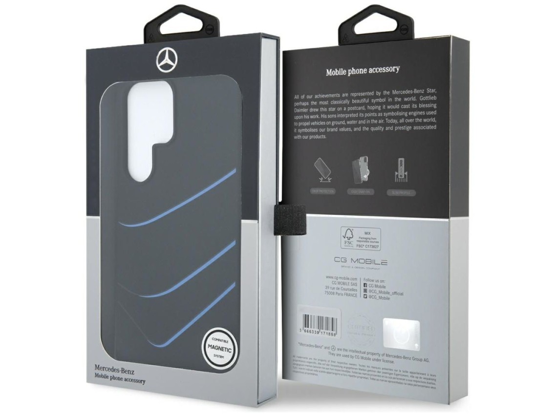 Mercedes Silicone Contrasted Curves MagSafe Case for Samsung Galaxy S25 Ultra - Black