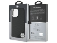 Mercedes MEHMP16L23SUGDK iPhone 16 Pro 6.3" capa rígida preta/preta com logotipo tonal em silicone e Mercedes MEHMP16L23SUGDK iPhone 16 Pro 6.3" capa rígida preta/preta com logotipo tonal em silicone e