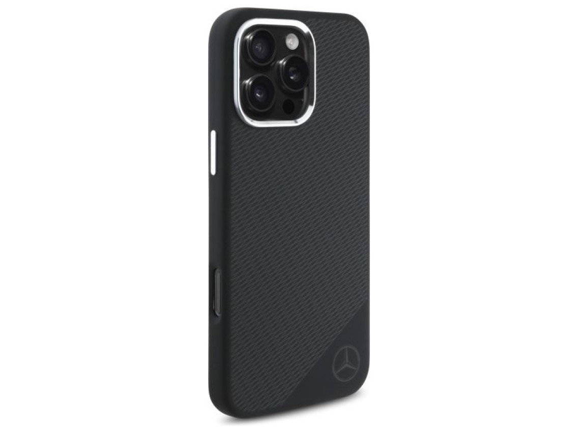 Mercedes MEHMP16L23SUGDK iPhone 16 Pro 6.3" capa rígida preta/preta com logotipo tonal em silicone e