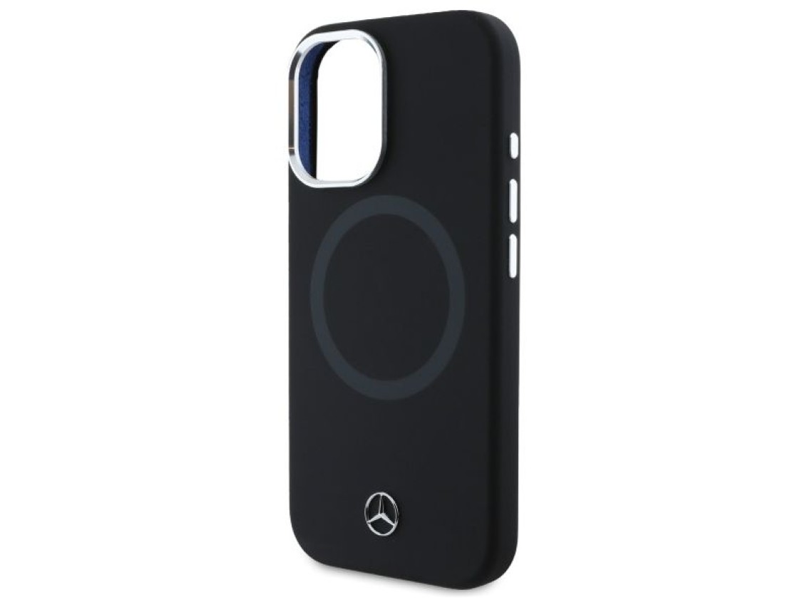 Mercedes MEHMP16S23SUTTK iPhone 16 6.1" negro/negro funda rígida de silicona con logotipo tonal MagS