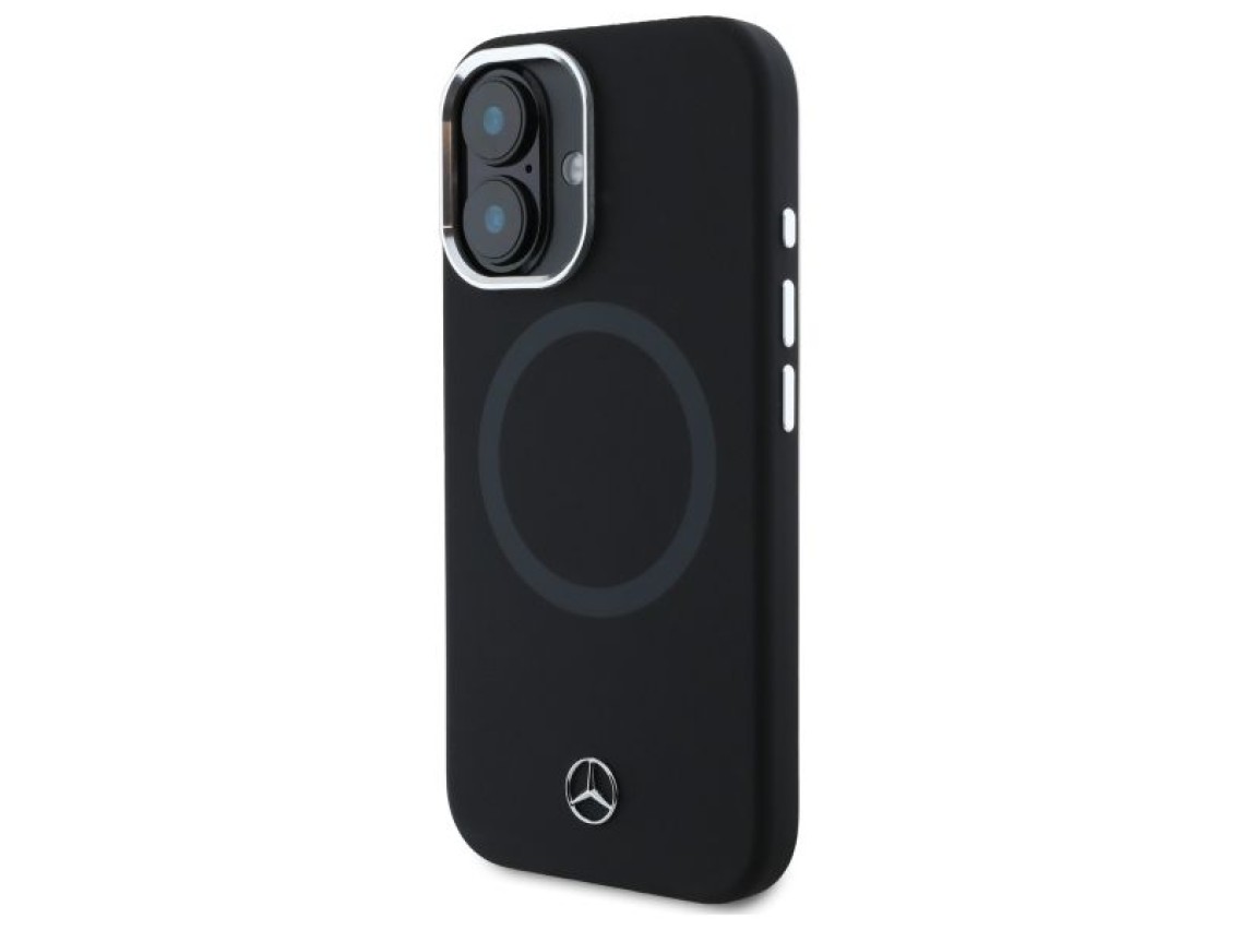 Mercedes MEHMP16S23SUTTK iPhone 16 6.1" negro/negro funda rígida de silicona con logotipo tonal MagS