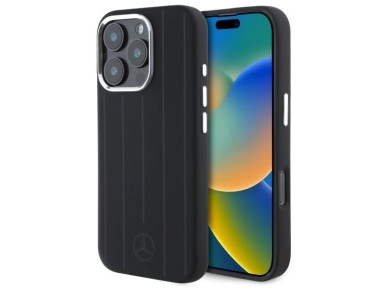 Mercedes MEHMP16L23SUVSK iPhone 16 Pro 6.3" negro/negro funda rígida de silicona con rayas verticale Mercedes MEHMP16L23SUVSK iPhone 16 Pro 6.3" negro/negro funda rígida de silicona con rayas verticale