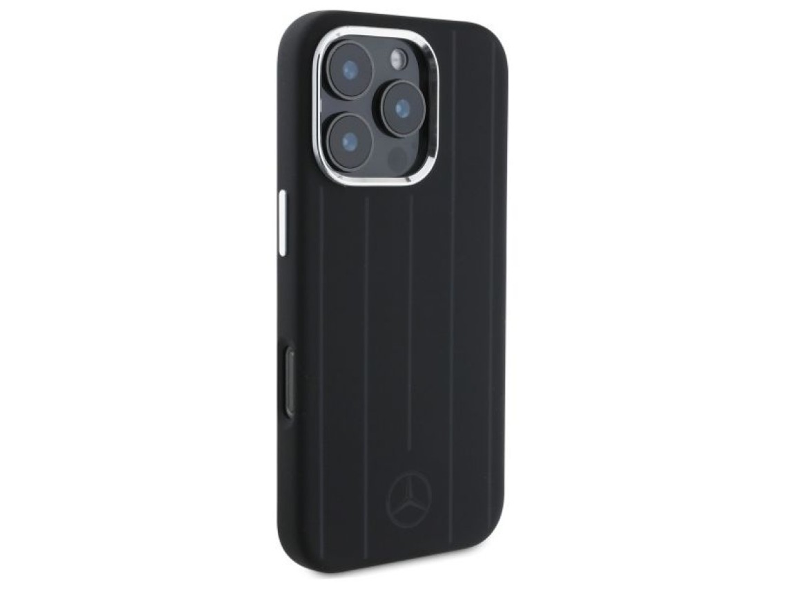 Mercedes MEHMP16L23SUVSK iPhone 16 Pro 6.3" capa rígida preta/preta com listras verticais em tom sob