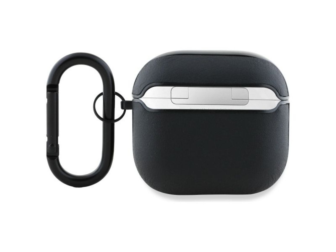 AMG Leather White Logo Case for AirPods 4 - Black / White