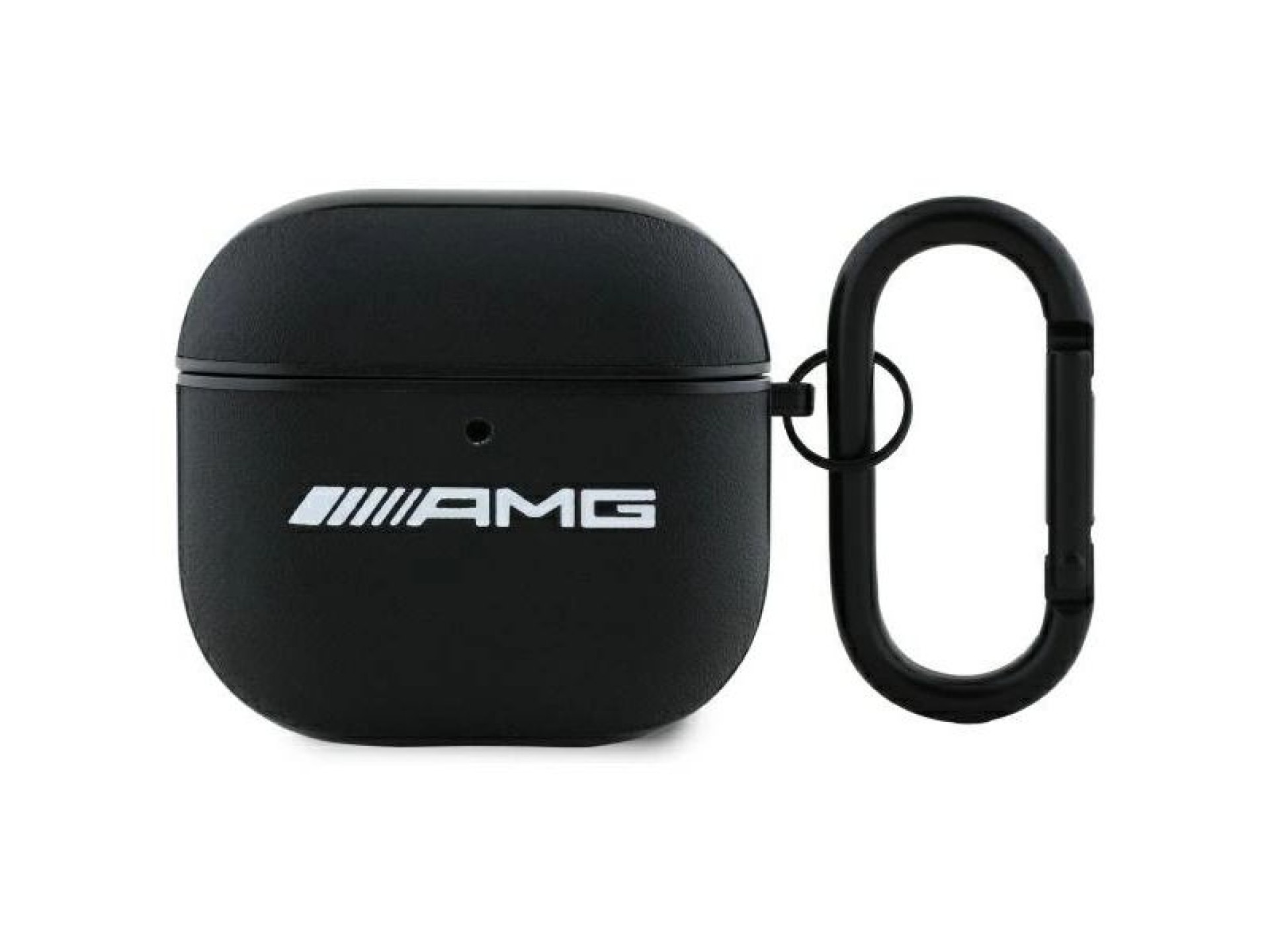 Funda de piel AMG con logo blanco para AirPods 4 - Negro/Blanco