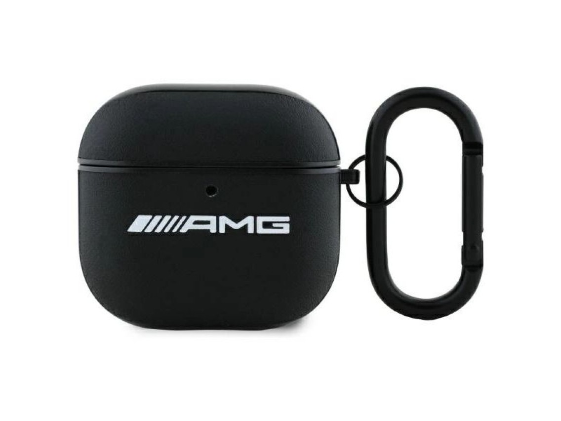 AMG Leather White Logo Case for AirPods 4 - Black / White