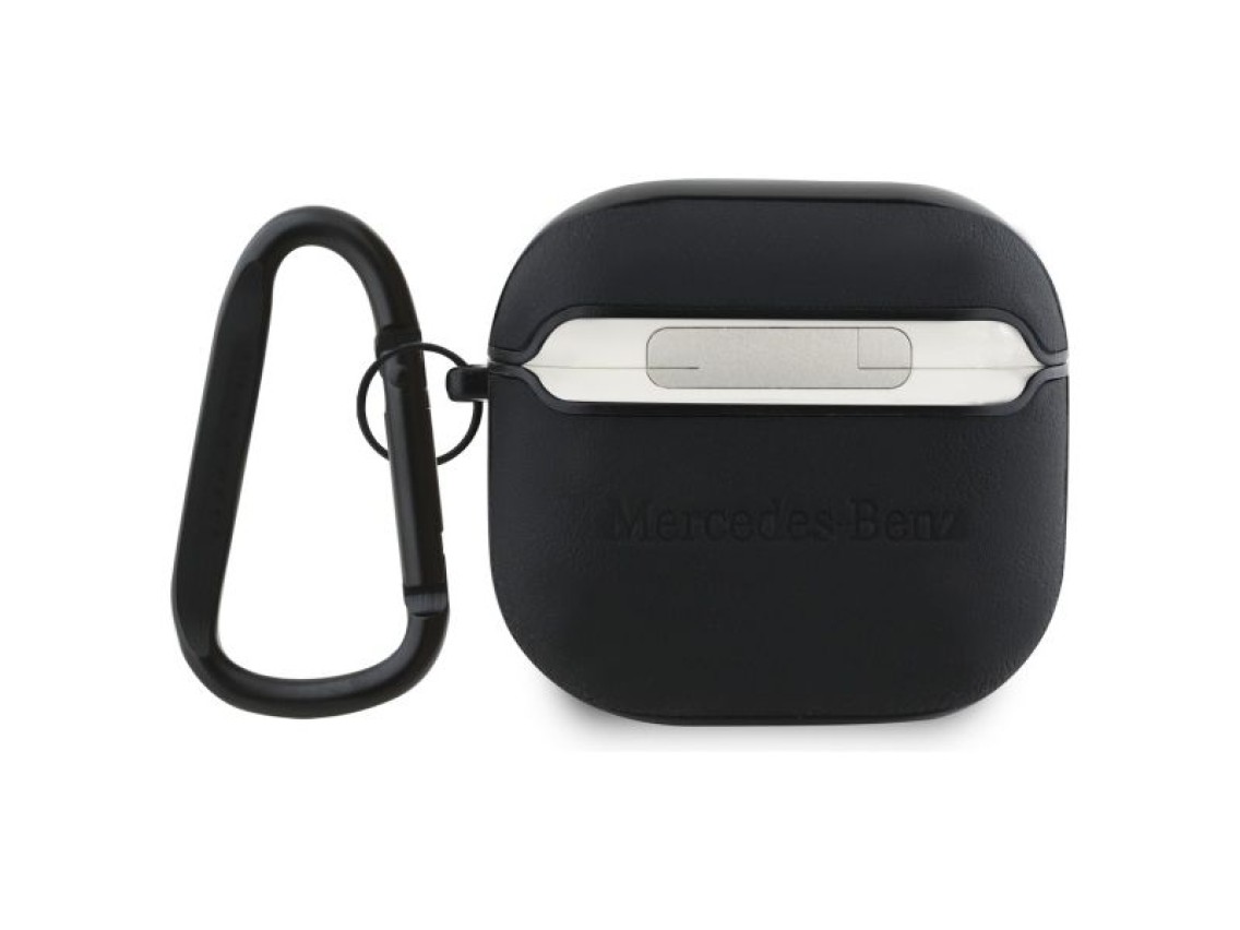 Mercedes MEA4CSLBK AirPods 4 cover black/black Leather Metal Logo